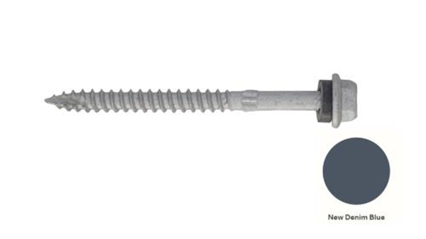 14G-10x75mm Hex Head Self Drilling Timber Screw - Galv +Seal- NEW DENIM BLUE