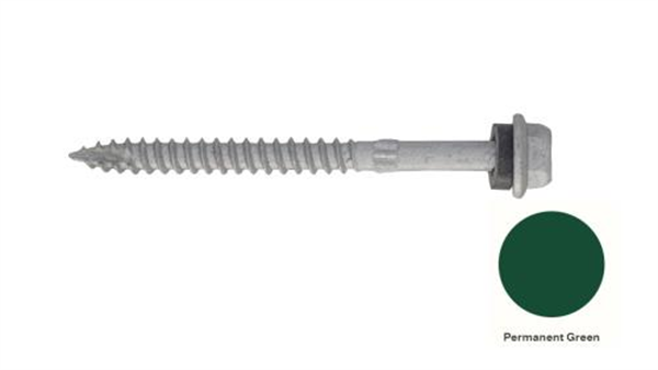 14G-10x75mm Hex Head Self Drilling Timber Screw - Galv + Seal -PERM GREEN