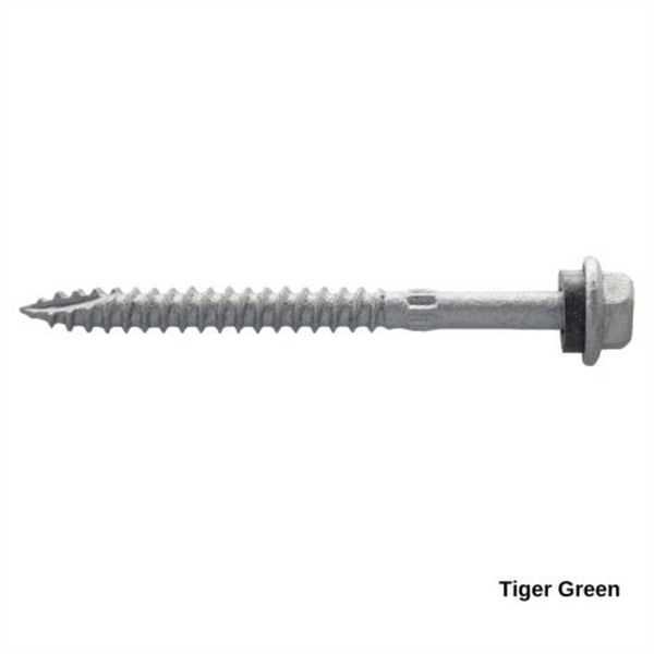 14G-10x75mm Hex Head Self Drilling Timber Screw - Galv + Seal -TIGER GREEN