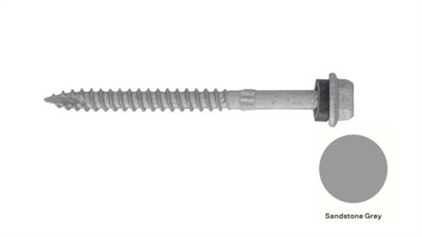 14G-10x75mm Hex Head Self Drilling Timber Screw - Galv +Seal- SANDSTONE GREY