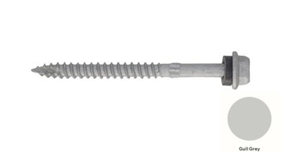 14G-10x75mm Hex Head Self Drilling Timber Screw - Galv +Seal- GULL GREY