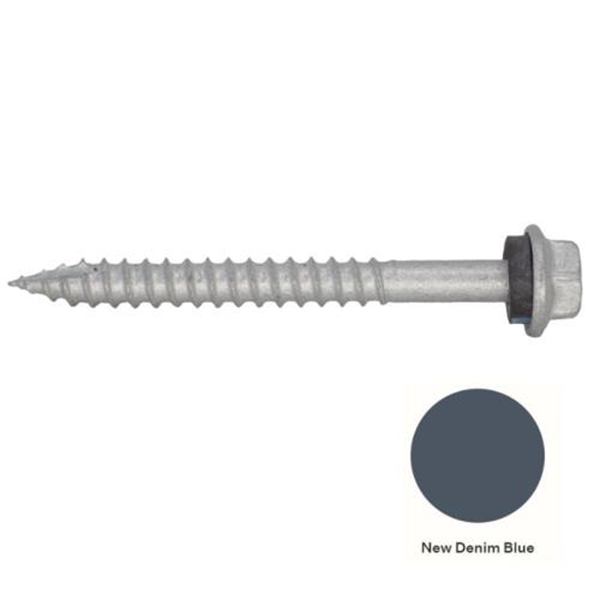 14G-10x65mm Hex Head Self Drilling Timber Screw - Galv +Seal- NEW DENIM BLUE